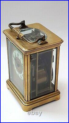 Vintage-English Repeater Carriage Clock With Lever Escapement-GWO With Key-c1920