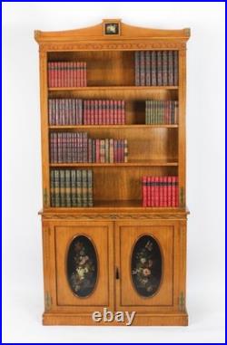 Vintage English Sheraton Revival Satin Wood Open Bookcase 20th C