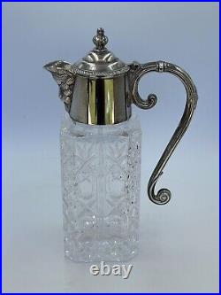 Vintage English Silver Cut Crystal Silver Plate jug jar antique