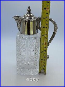 Vintage English Silver Cut Crystal Silver Plate jug jar antique