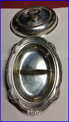 Vintage English Silver MFG. Corp Divided Serving Dish With Cover Made In U. S. A