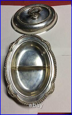 Vintage English Silver MFG. Corp Divided Serving Dish With Cover Made In U. S. A