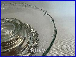 Vintage English Silver Mfg Corp Silver Plate Base Glass Platter Lazy Susan, 13