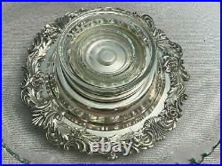 Vintage English Silver Mfg Corp Silver Plate Base Glass Platter Lazy Susan, 13