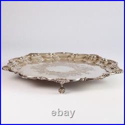 Vintage English Silver Plate Footed Tray Cheltenham & Co Rococo Style England