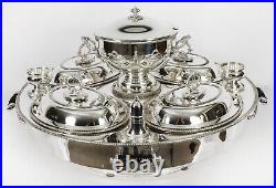 Vintage English Silver Plated Lazy Susan Serving Tray 20th C