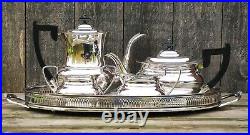 Vintage English Silver-plate Five Piece Tea Set Art Deco Style