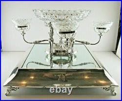 Vintage English Silverplate Mirrored Square Plateau 20 Inches