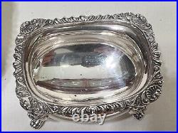 Vintage English Silverplate Salt Cellar & Mustard Pot withCobalt Blue Glass Insert