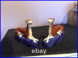 Vintage English Staffordshire Pr Greyhound Whippet Dogs Ink Well Pen Holder