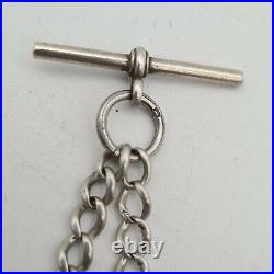Vintage English Sterling Silver Albert Pocket Watch Chain & Fob