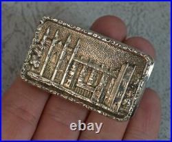 Vintage English Sterling Silver CASTLE TOP Snuff or Pill Box