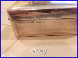 Vintage English Sterling Silver Cigarette Case Box Wood Lined 1929