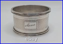Vintage English Sterling Silver Napkin Ring Anne name engraving, dated 1957