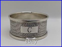 Vintage English Sterling Silver Napkin Ring C initial engraving, dated 1958