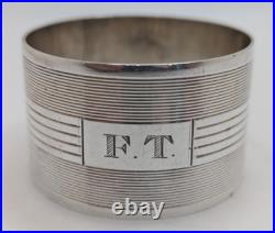 Vintage English Sterling Silver Napkin Ring FT initials engraving, dated 1945