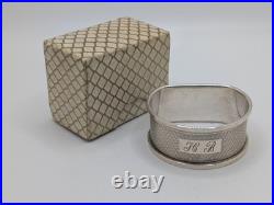 Vintage English Sterling Silver Napkin Ring HB initials engraving, dated 1966
