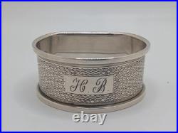 Vintage English Sterling Silver Napkin Ring HB initials engraving, dated 1966