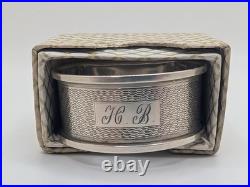Vintage English Sterling Silver Napkin Ring HB initials engraving, dated 1966