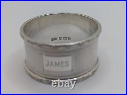 Vintage English Sterling Silver Napkin Ring James name engraving, dated 1962