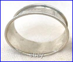 Vintage English Sterling Silver Oval Napkin Ring Barry name engraving, d. 1988