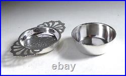 Vintage English Sterling Silver Tea Strainer & Bowl. Roberts & Dore 1938