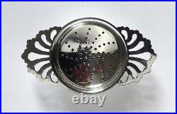 Vintage English Sterling Silver Tea Strainer & Bowl. Roberts & Dore 1938