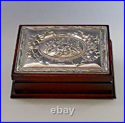 Vintage English Sterling Silver Topped Trinket Jewelry Box, Roses