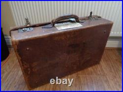 Vintage English Tan Leather Suitcase Travelling Case Smith Englefield