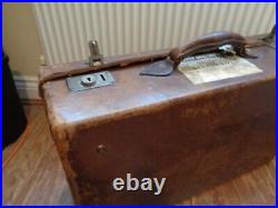 Vintage English Tan Leather Suitcase Travelling Case Smith Englefield