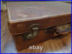 Vintage English Tan Leather Suitcase Travelling Case Smith Englefield