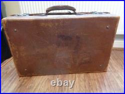 Vintage English Tan Leather Suitcase Travelling Case Smith Englefield