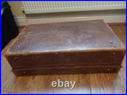 Vintage English Tan Leather Suitcase Travelling Case Smith Englefield