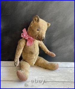 Vintage English Teddy Bear Hump Back Pronounced Nose Swivel Joints Circa 1930
