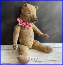 Vintage English Teddy Bear Hump Back Pronounced Nose Swivel Joints Circa 1930