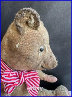 Vintage English Teddy Bear Hump Back Pronounced Nose Swivel Joints Circa 1930