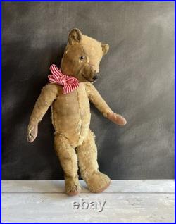 Vintage English Teddy Bear Hump Back Pronounced Nose Swivel Joints Circa 1930