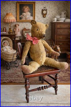 Vintage English Teddy Bear Hump Back Pronounced Nose Swivel Joints Circa 1930