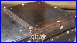 Vintage English Trunk Leather Antique Inspired Side Table Trunks Amazing Gift