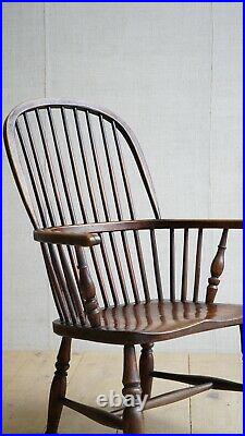 Vintage English Victorian 1850's Lincolnshire Windsor Ash And Elm Armchair