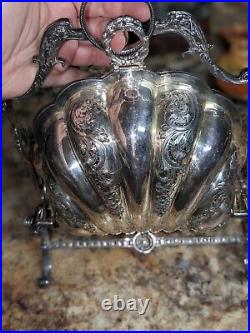 Vintage English Victorian Mechanical Silver-plated biscuit box