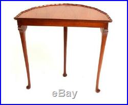 Vintage English Walnut Demi Lune Console Table 5409
