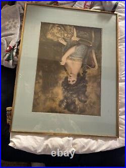 Vintage English Woman Painting Antique