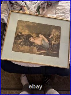 Vintage English Woman Painting Antique