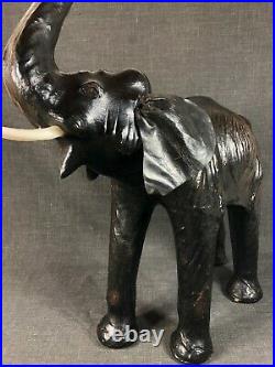 Vintage English XXL LEATHER Animal Sculpture Elephant Mid Century 50s Era Omersa