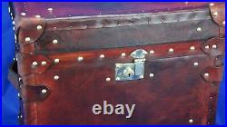 Vintage English handmade leather occasional side table antique Trunk chests Gift