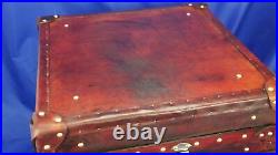 Vintage English handmade leather occasional side table antique Trunk chests Gift