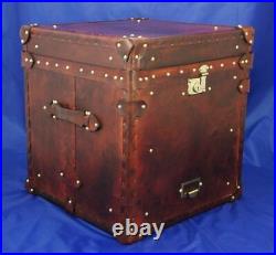 Vintage English handmade leather occasional side table antique Trunk chests Gift