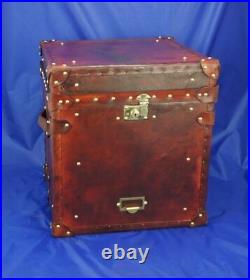 Vintage English handmade leather occasional side table antique Trunk chests Gift