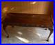 Vintage English traditional Carved Flamed Mahogany Coffee Table Queen Anne Legs